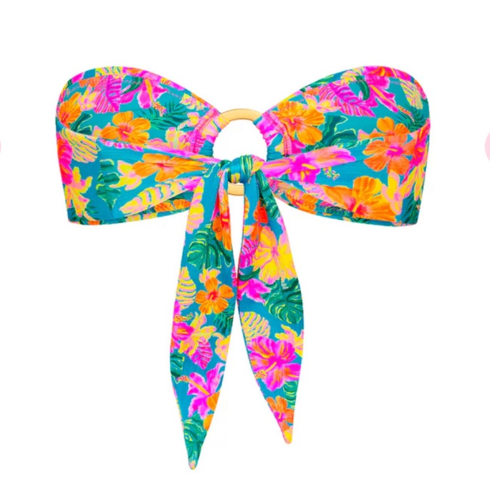 Kulani Kinis Blue Pink Yellow Floral Bikini Top SMALL - Picture 9 of 9